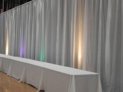 custom drapes and curtains wedding reception backdrop