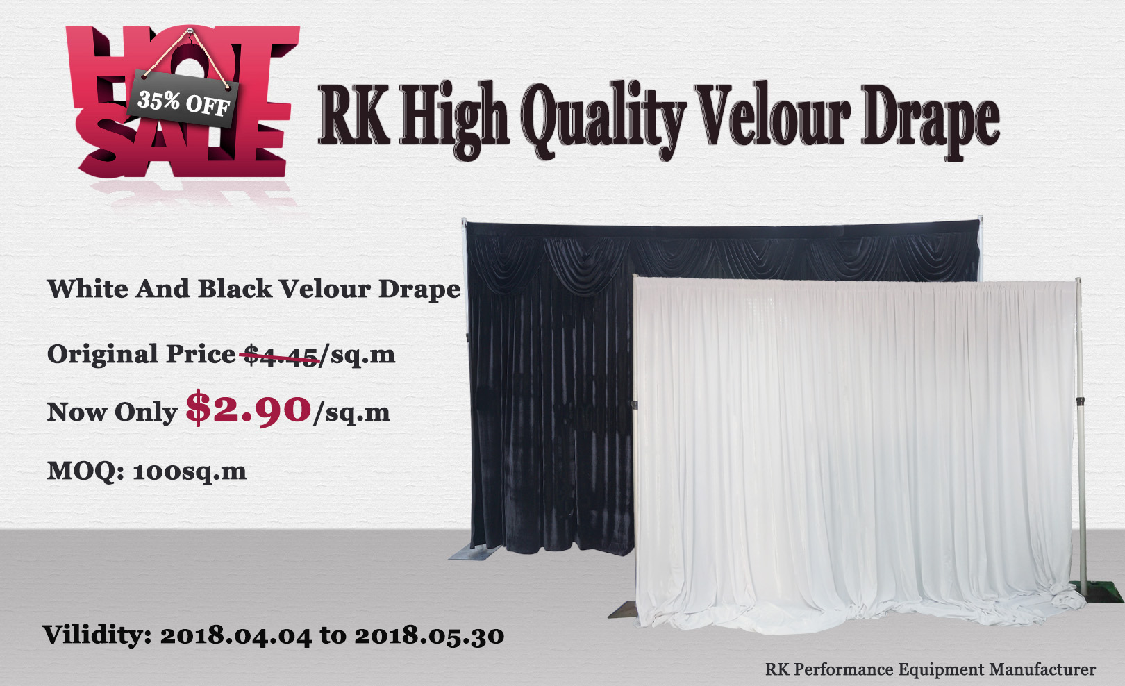2018 RK High Quality Velour Drape on Promotion